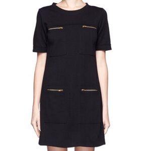 J. Crew Black Mini Dress with Gold Accents